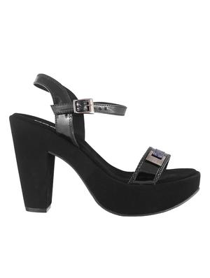 black leatherette ankle strap sandals - 15339764 - Standard Image - 2