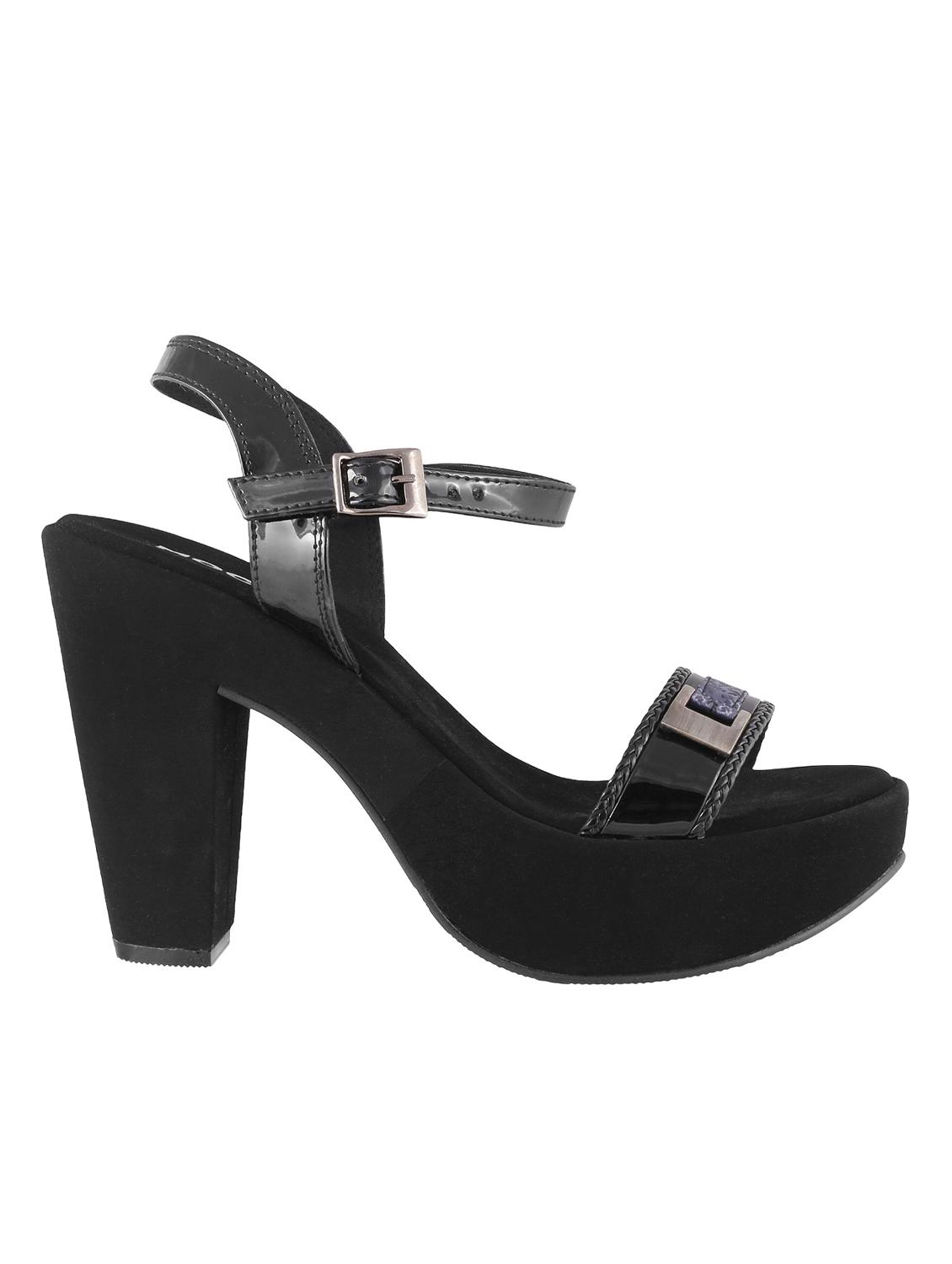 black leatherette ankle strap sandals - 15339764 - Zoom Image - 2