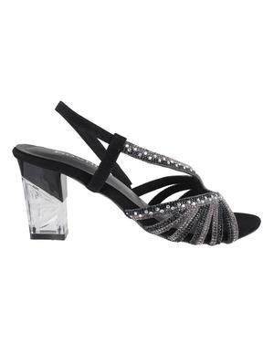 black leatherette back strap sandals - 15339777 - Standard Image - 2