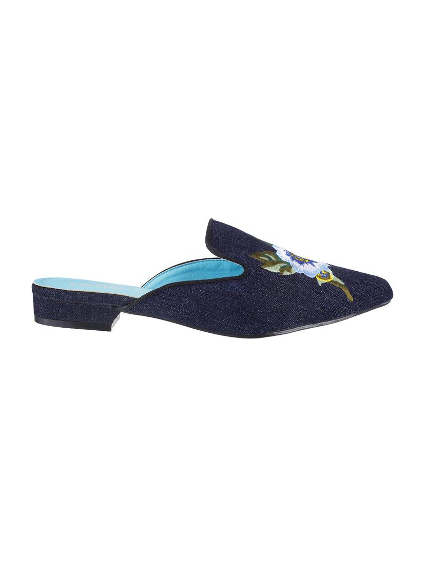navy mules slip on sandals - 15339813 - Zoom Image - 2