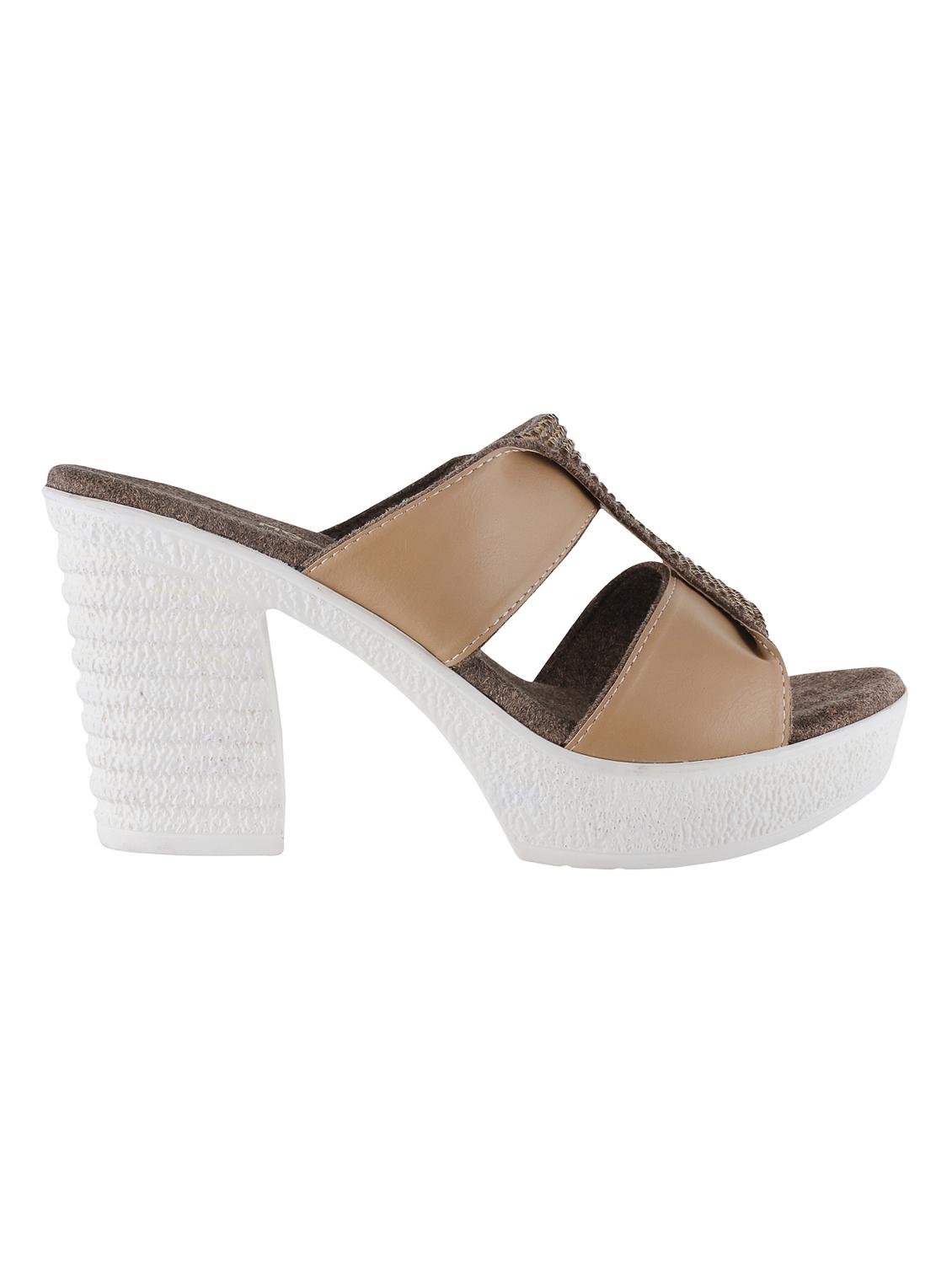 brown leatherette slip on sandals - 15339917 - Zoom Image - 2