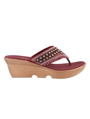 maroon leatherette toe separator wedges - 15339926 - Standard Image - 2