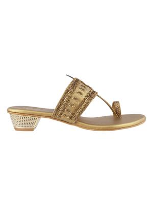 gold leatherette one toe sandals - 15339940 - Standard Image - 2