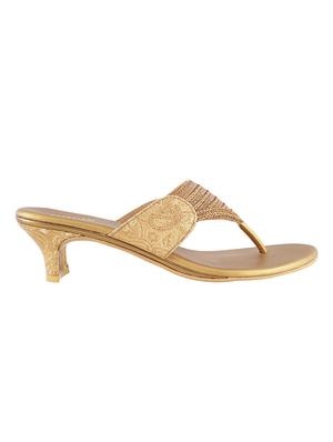 gold leatherette toe separator sandals - 15339944 - Standard Image - 2