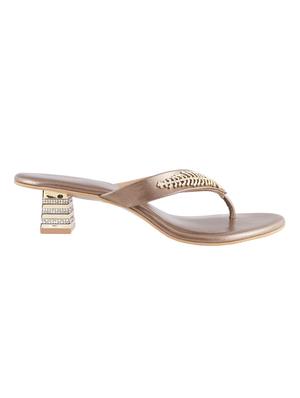 gold leatherette toe separator sandals - 15339949 - Standard Image - 2