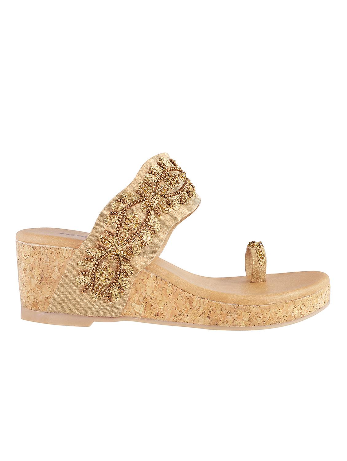 gold leatherette one toe wedges - 15339954 - Zoom Image - 2