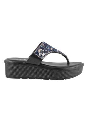 black leatherette toe separator wedges - 15340016 - Standard Image - 2