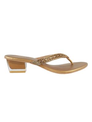 gold leatherette toe separator sandals - 15340020 - Standard Image - 2