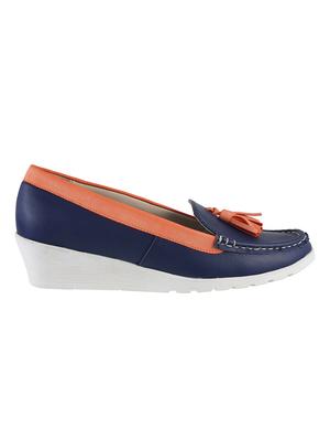 navy slip on wedges - 15340047 - Standard Image - 2