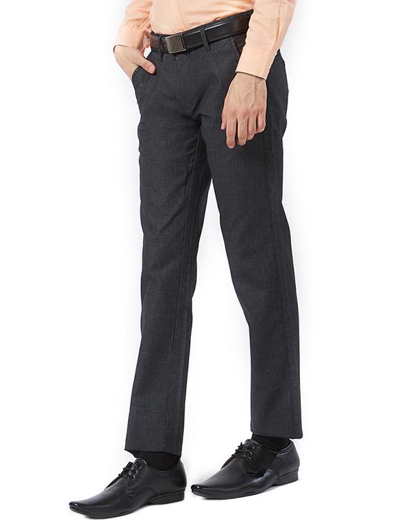 black cotton flat front formal trouser - 15340105 - Zoom Image - 2