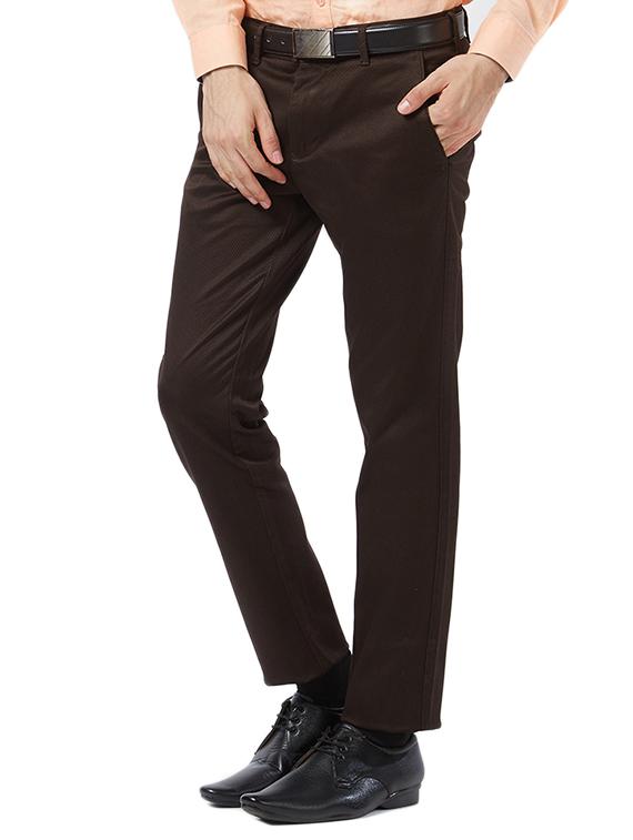 brown cotton flat front formal trouser - 15340108 - Zoom Image - 2