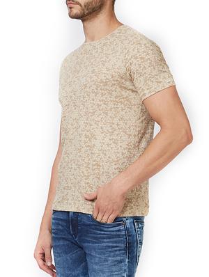 beige cotton all over print t-shirt - 15340177 - Standard Image - 2