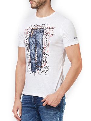 white cotton front print t-shirt - 15340180 - Standard Image - 2
