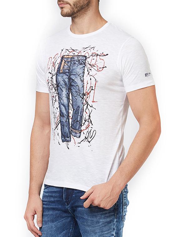 white cotton front print t-shirt - 15340180 - Zoom Image - 2