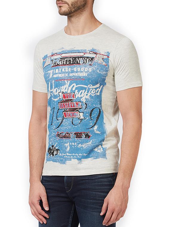 grey cotton front print t-shirt - 15340183 - Zoom Image - 2