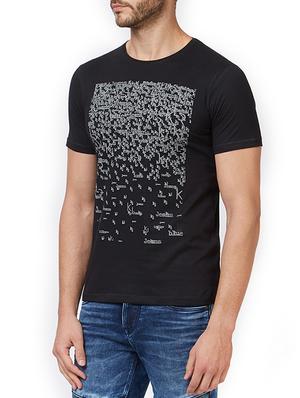 black cotton front print t-shirt - 15340184 - Standard Image - 2
