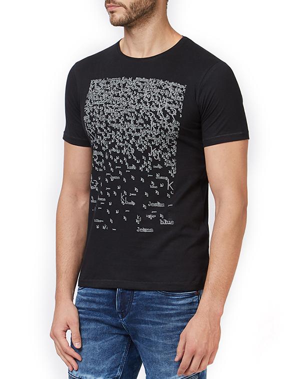 black cotton front print t-shirt - 15340184 - Zoom Image - 2