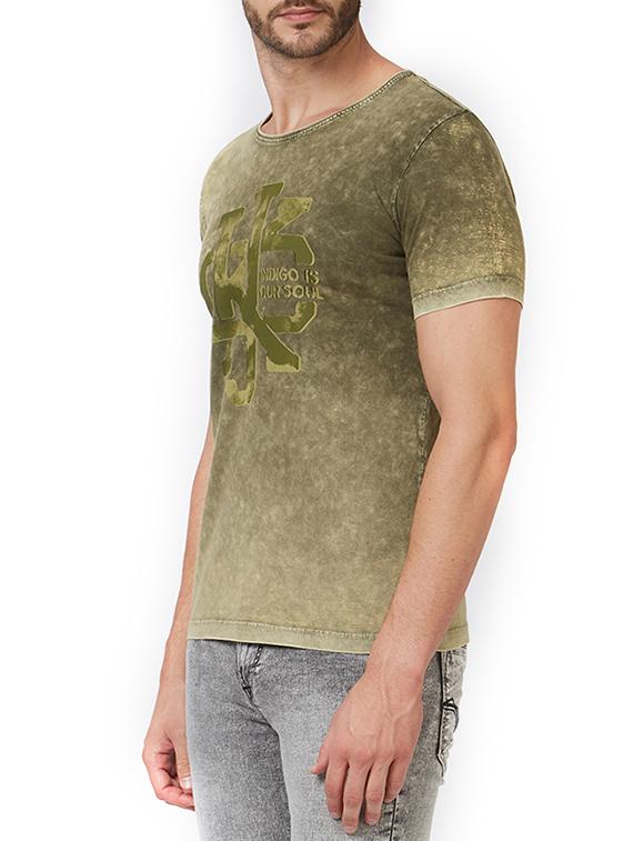 green cotton chest print t-shirt - 15340200 - Zoom Image - 2