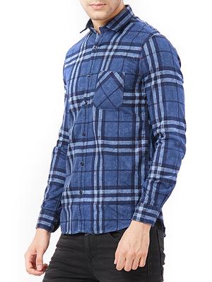 blue cotton casual shirt - 15340216 - Standard Image - 2