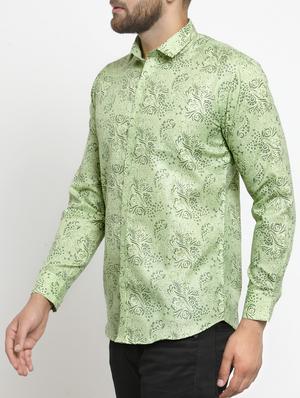 green cotton blend casual shirt - 15340901 - Standard Image - 2