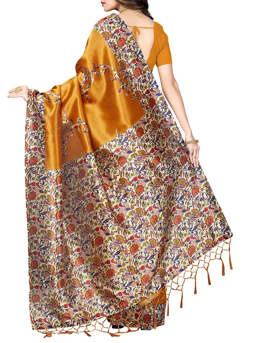 kalamkari printed saree with tassels with blouse - 15341491 - Zoom Image - 2