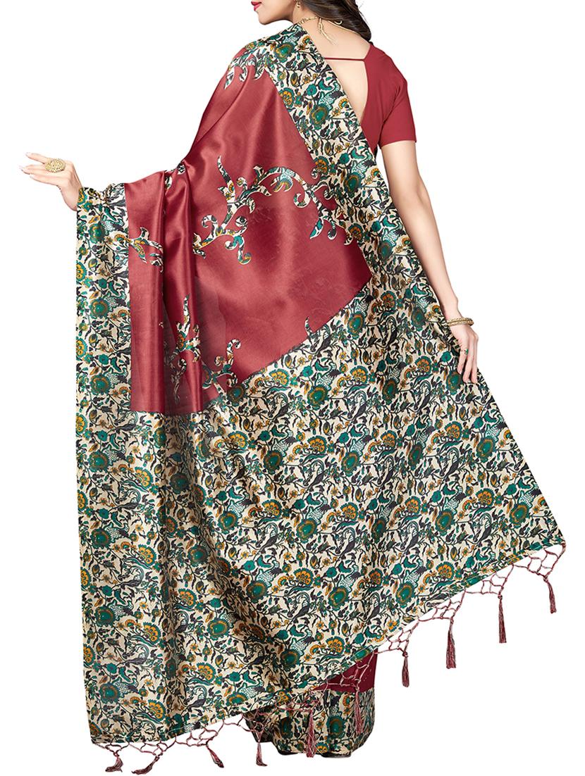 kalamkari printed saree with tassels with blouse - 15341493 - Zoom Image - 2