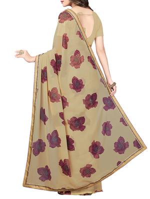 lace border floral saree with blouse - 15341502 - Standard Image - 2