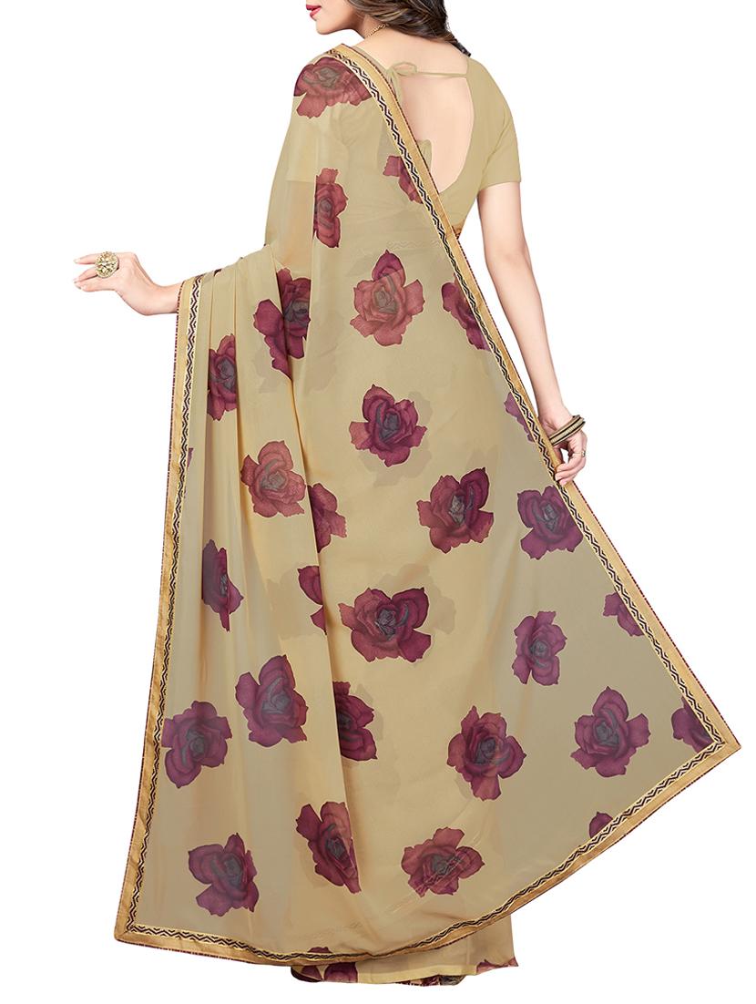 lace border floral saree with blouse - 15341502 - Zoom Image - 2