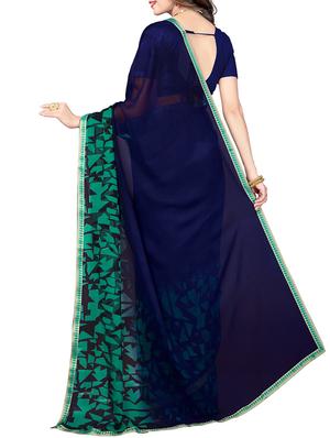 lace border geometrical saree with blouse - 15341505 - Standard Image - 2