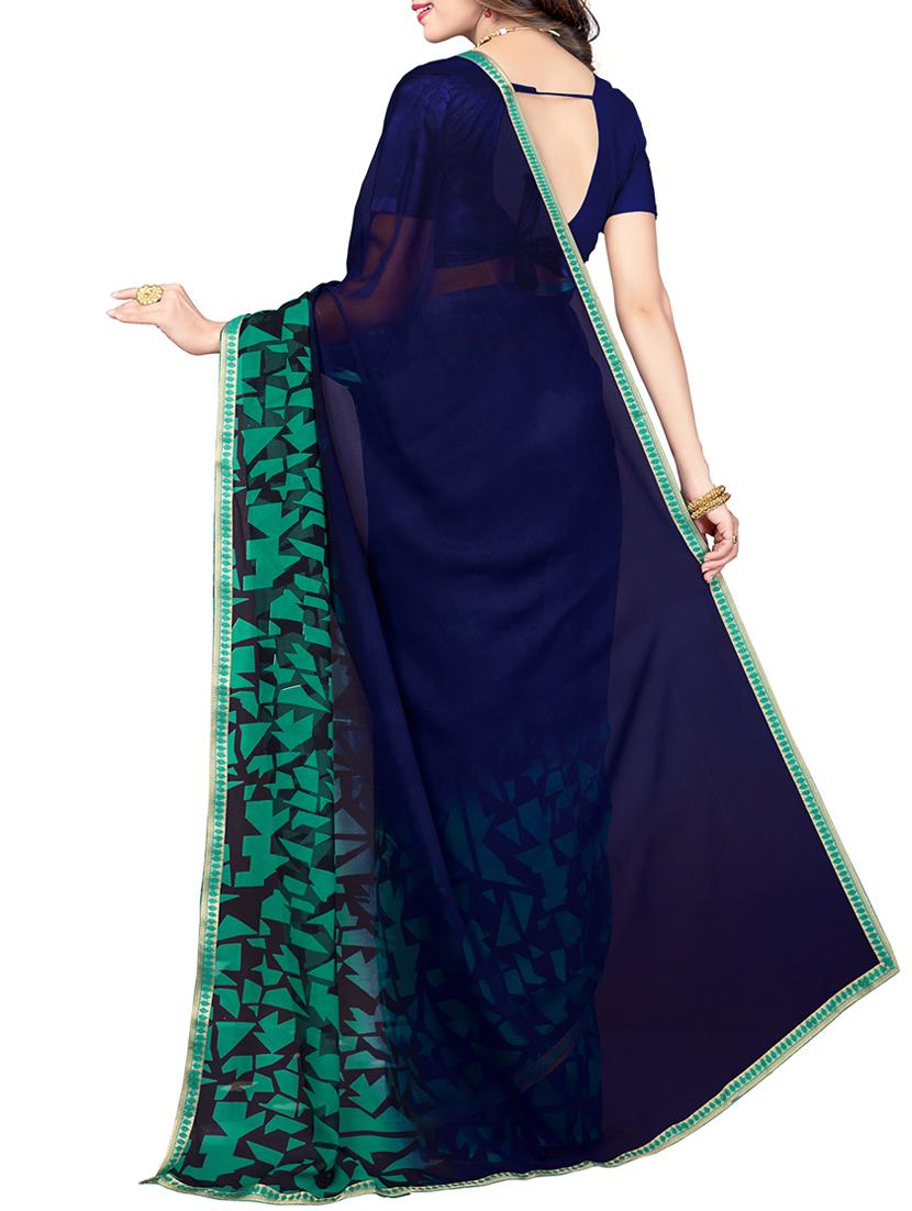 lace border geometrical saree with blouse - 15341505 - Zoom Image - 2