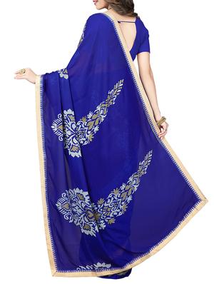 lace border printed saree with blouse - 15341510 - Standard Image - 2