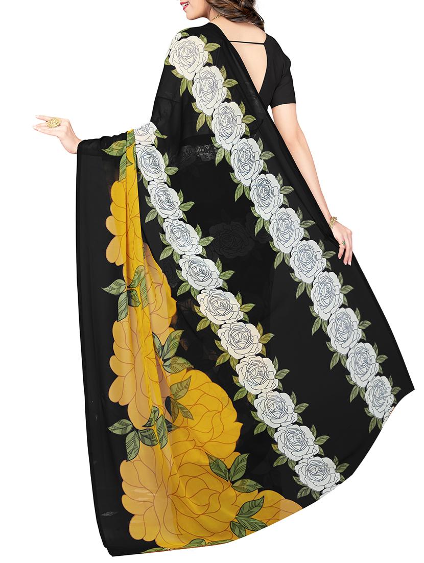floral printed saree with blouse - 15341514 - Zoom Image - 2