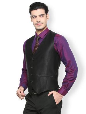 black terry rayon waist coat - 15341804 - Standard Image - 2