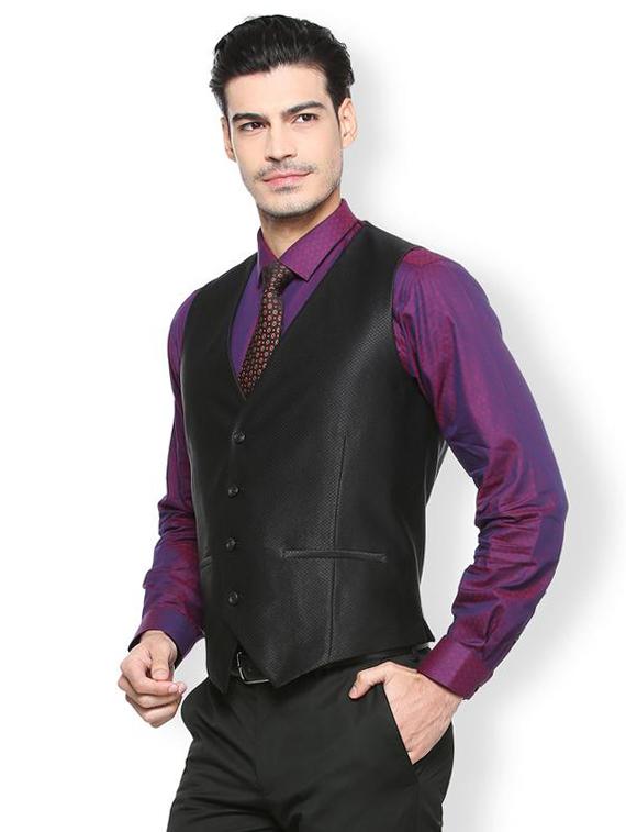 black terry rayon waist coat - 15341804 - Zoom Image - 2