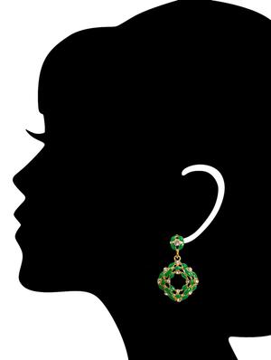 Green Gold Tone Meenakari Earrings - 15341836 - Standard Image - 2