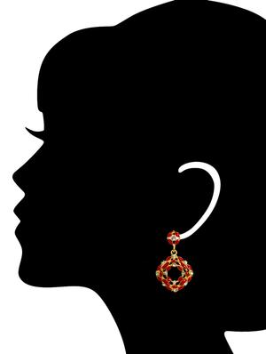 Red Gold Tone Enamel Earrings - 15341839 - Standard Image - 2