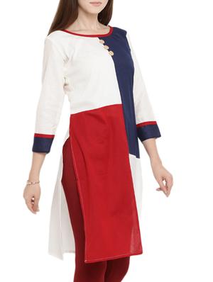 color block straight kurta - 15342490 - Standard Image - 2