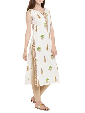 white cotton straight kurta - 15342495 - Standard Image - 2