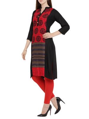 black rayon straight kurta - 15342511 - Standard Image - 2