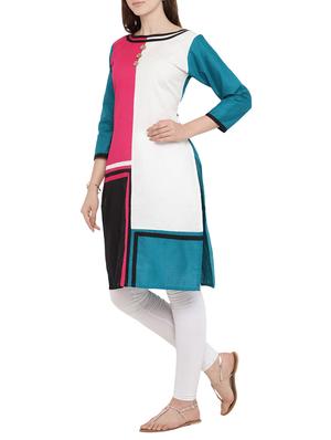 straight color block kurta - 15342525 - Standard Image - 2