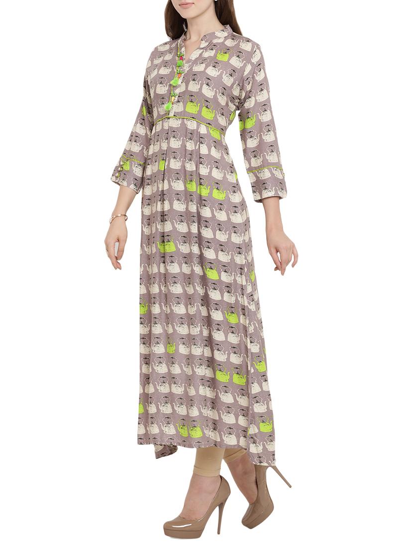 printed flared kurta - 15342534 - Zoom Image - 2