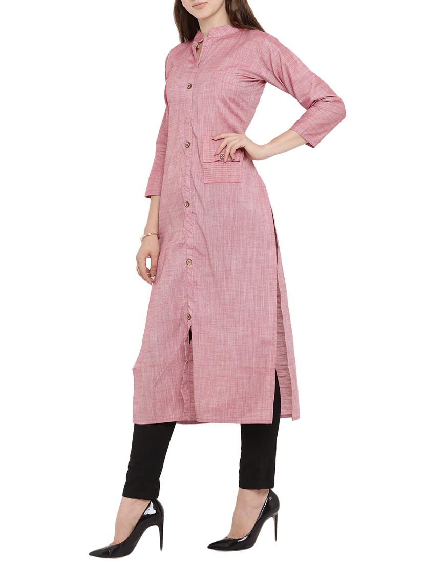 straight pink kurta - 15342541 - Zoom Image - 2