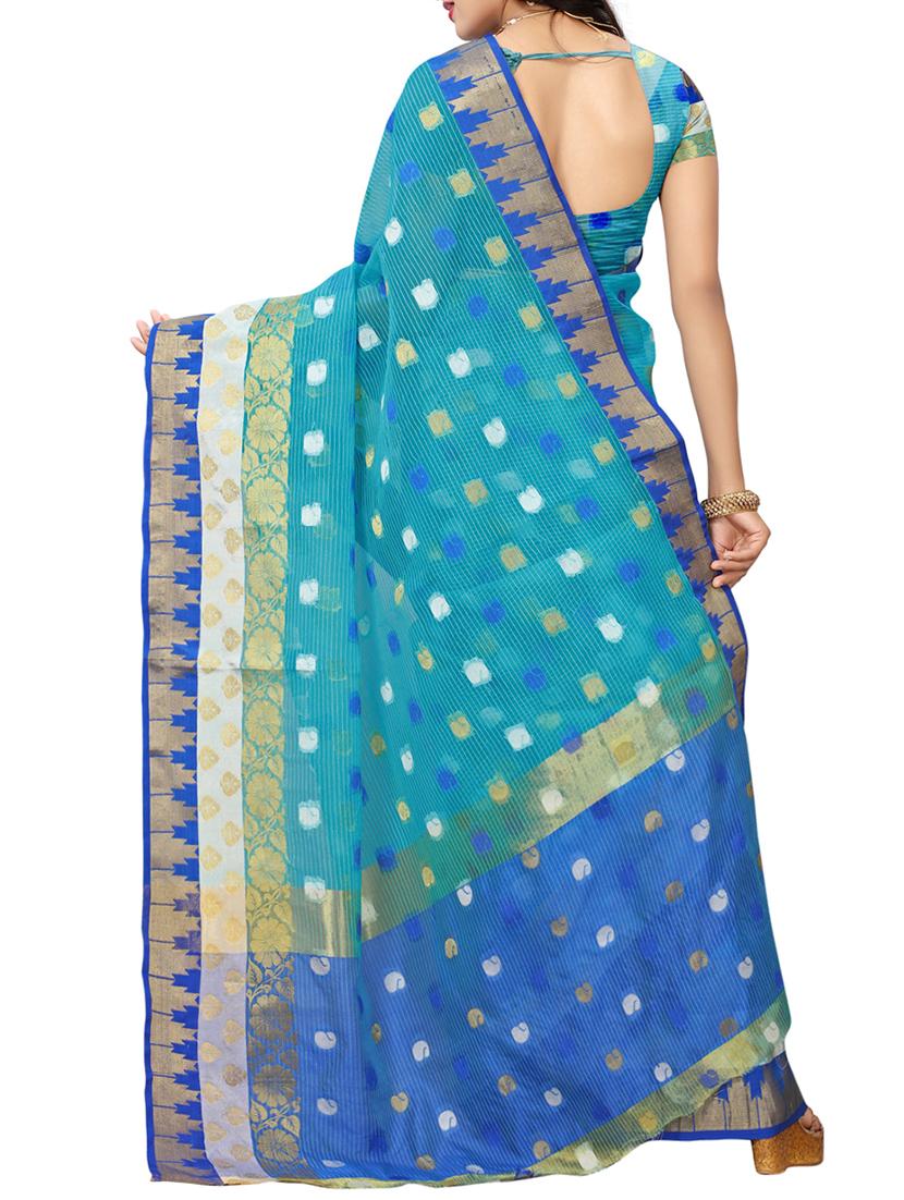 Paisley kota doria saree with blouse - 15342656 - Zoom Image - 2
