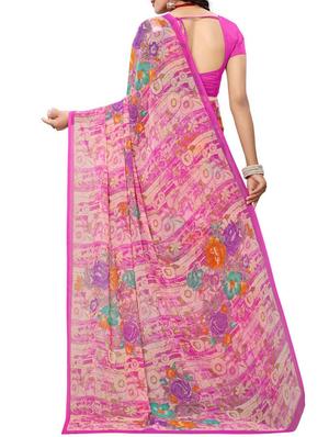 floral printed saree with blouse - 15342672 - Standard Image - 2