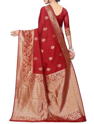 Zari motifs woven saree with blouse - 15342694 - Standard Image - 2