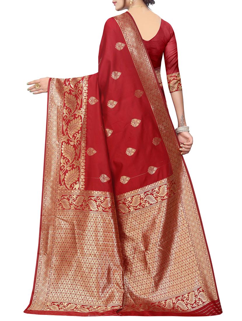 Zari motifs woven saree with blouse - 15342694 - Zoom Image - 2