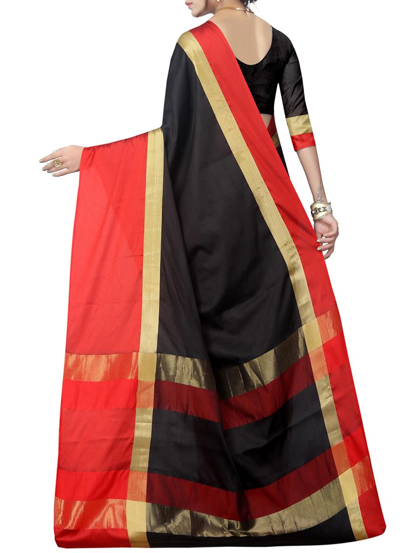 Contrast bordered saree with blouse - 15342698 - Zoom Image - 2