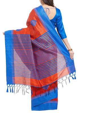 orange cotton silk embroidered saree with blouse - 15342707 - Standard Image - 2