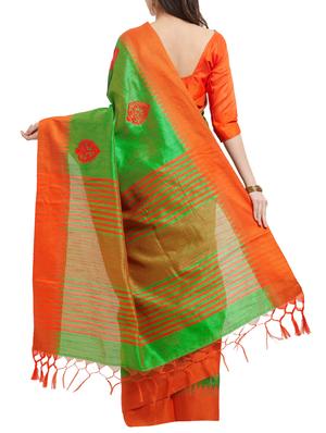 Shamrock green embroidered saree with blouse - 15342708 - Standard Image - 2
