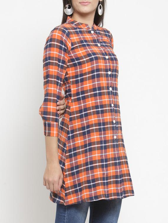 A-line multi checks kurta - 15343133 - Zoom Image - 2
